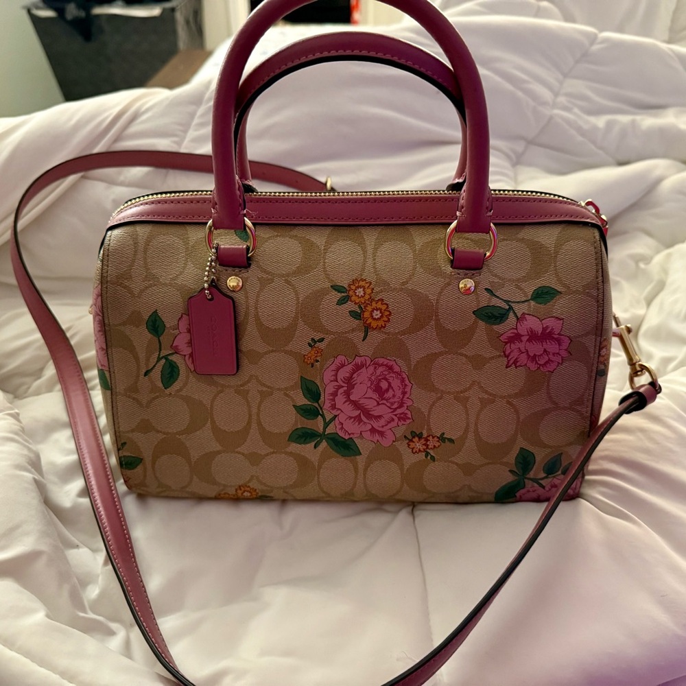 Coach Floral Satchel - Pink and Tan - Picture 2 of 4